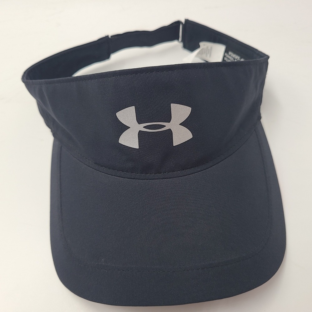 Women Under Armour Visor Hat Adjustable Black Gray Logo Golf Running Hiking